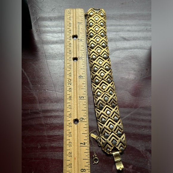 Monet 1” Wide Bracelet Gold and Silver tone with tag - Picture 6 of 7